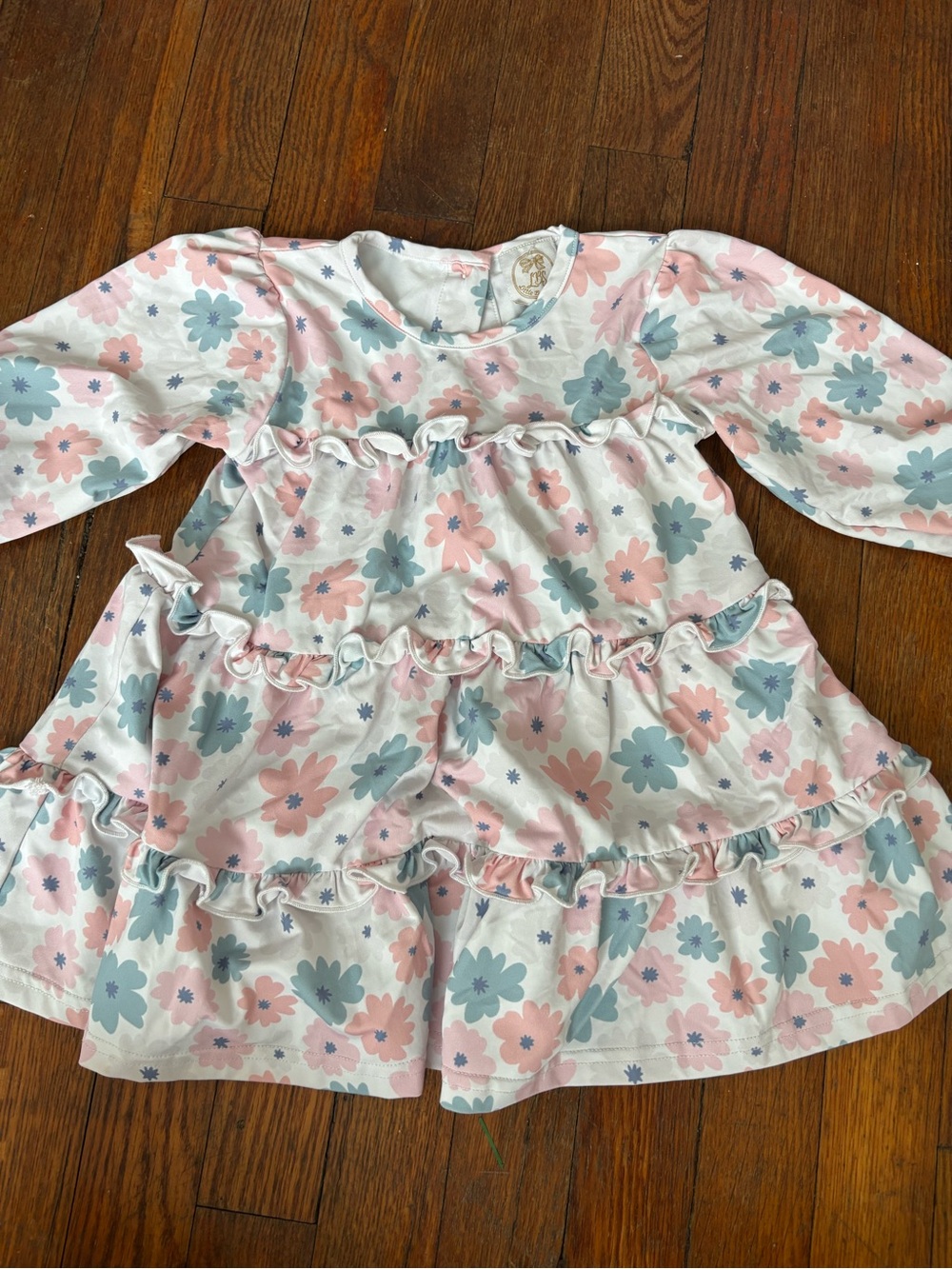 Girls' Floral Ruffle Tiered Dress - Pink & Blue